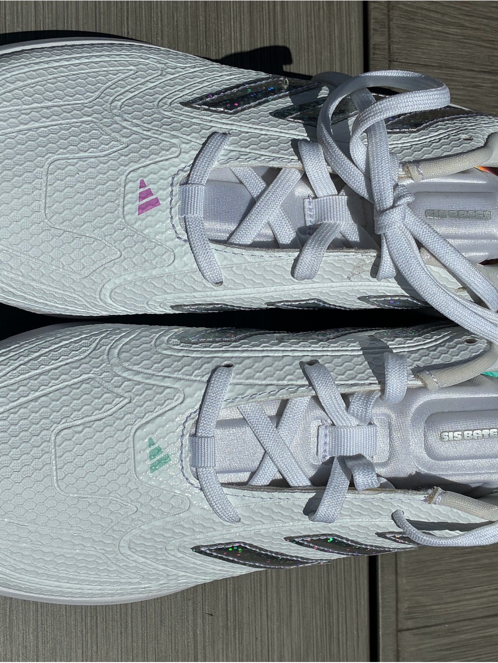 NWOT Adidas Adizero PureHustle Sis Bates Softball Cleats white Glitter 8.5
